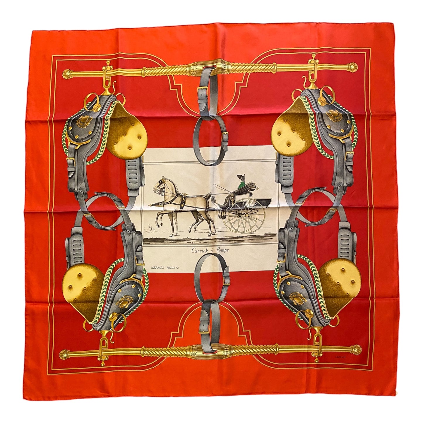 HERMÈS Vintage “Carrick à Pompe” Silk Scarf