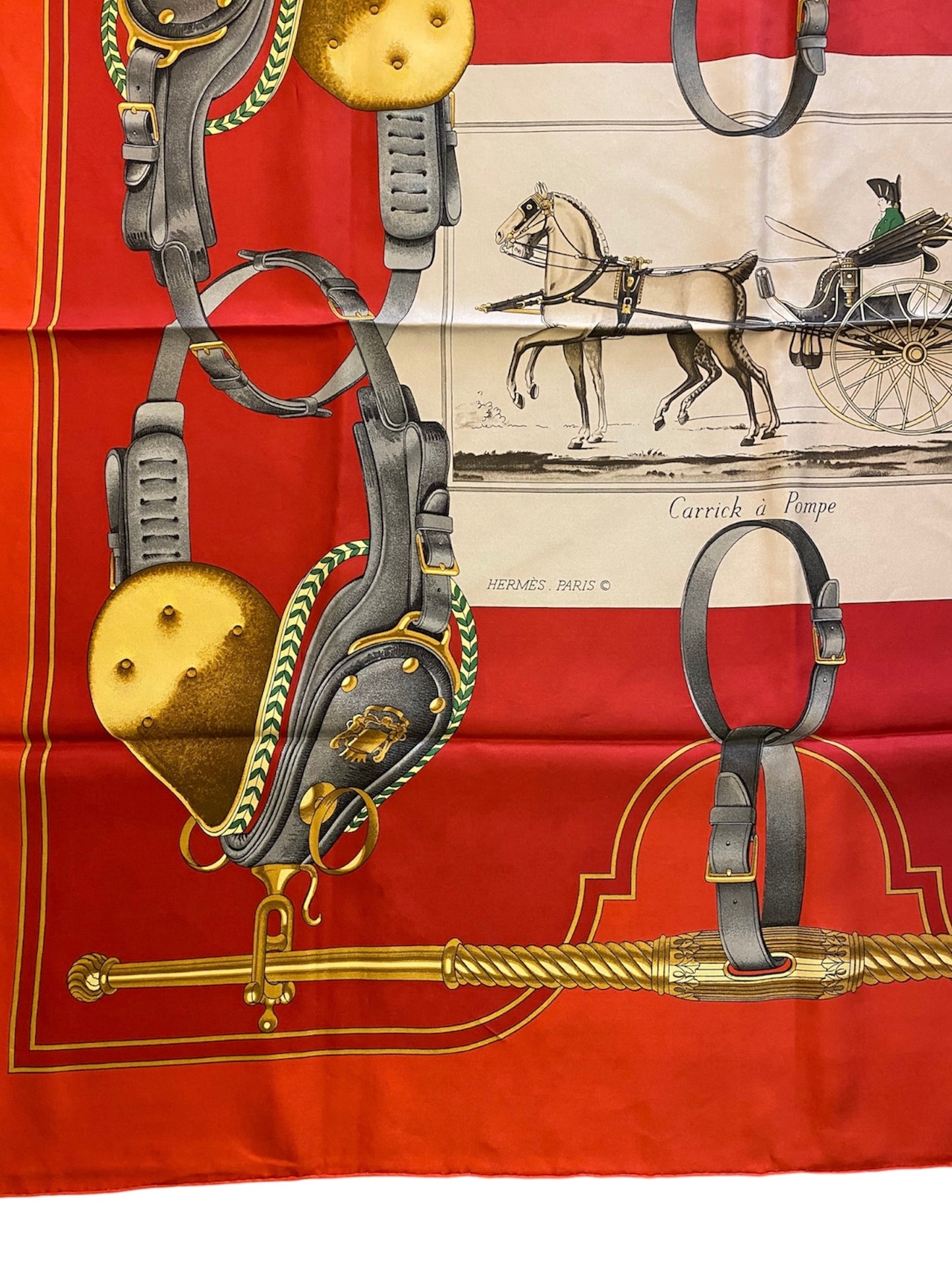 HERMÈS Vintage “Carrick à Pompe” Silk Scarf