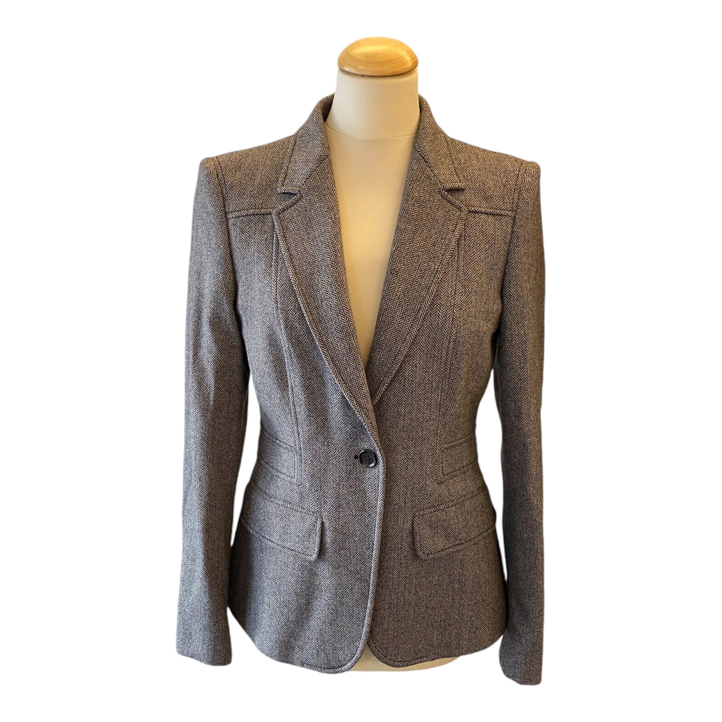 GUCCI Wool Blazer Black & Beige Size It 44