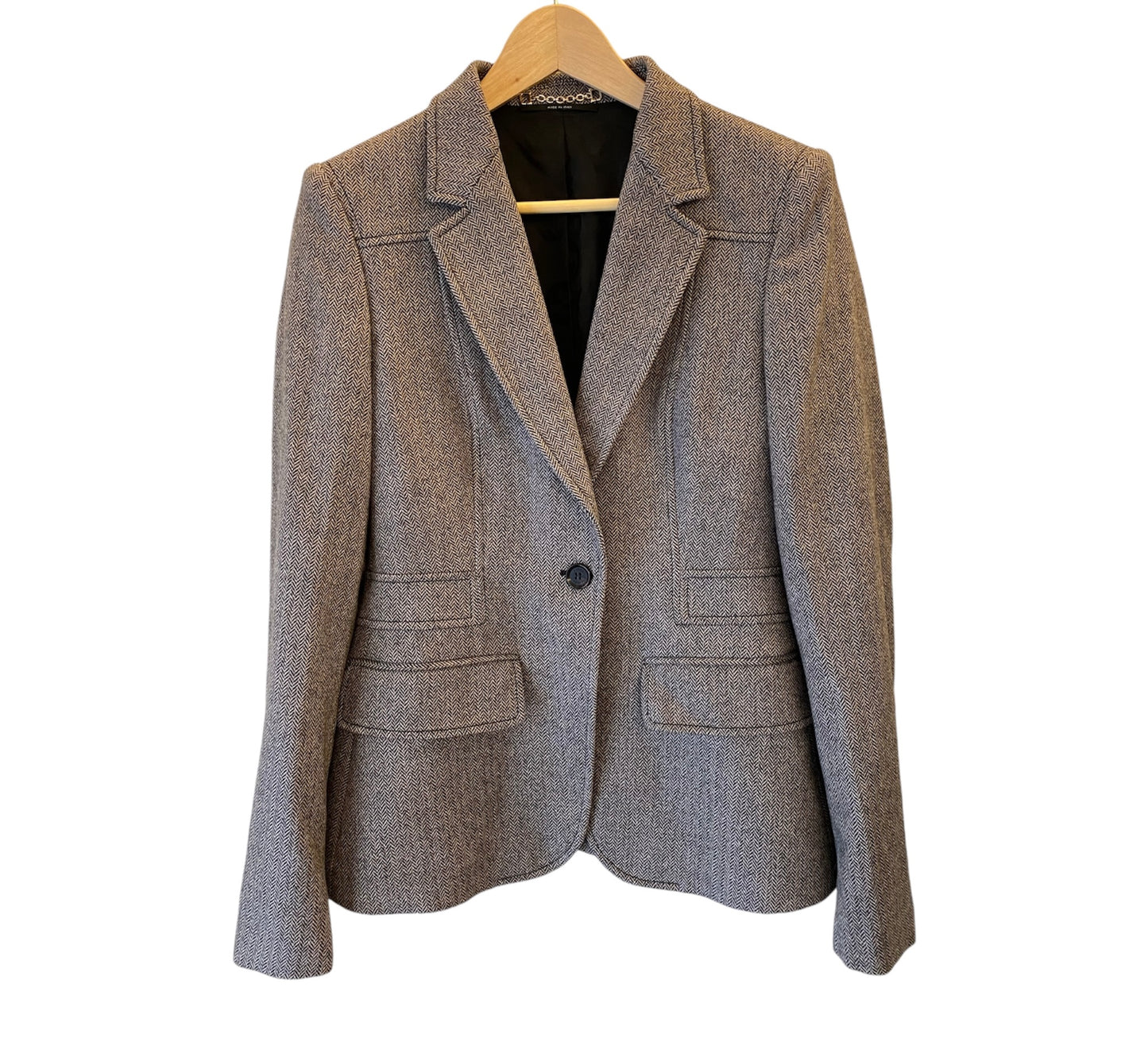 GUCCI Wool Blazer Black & Beige Size It 44