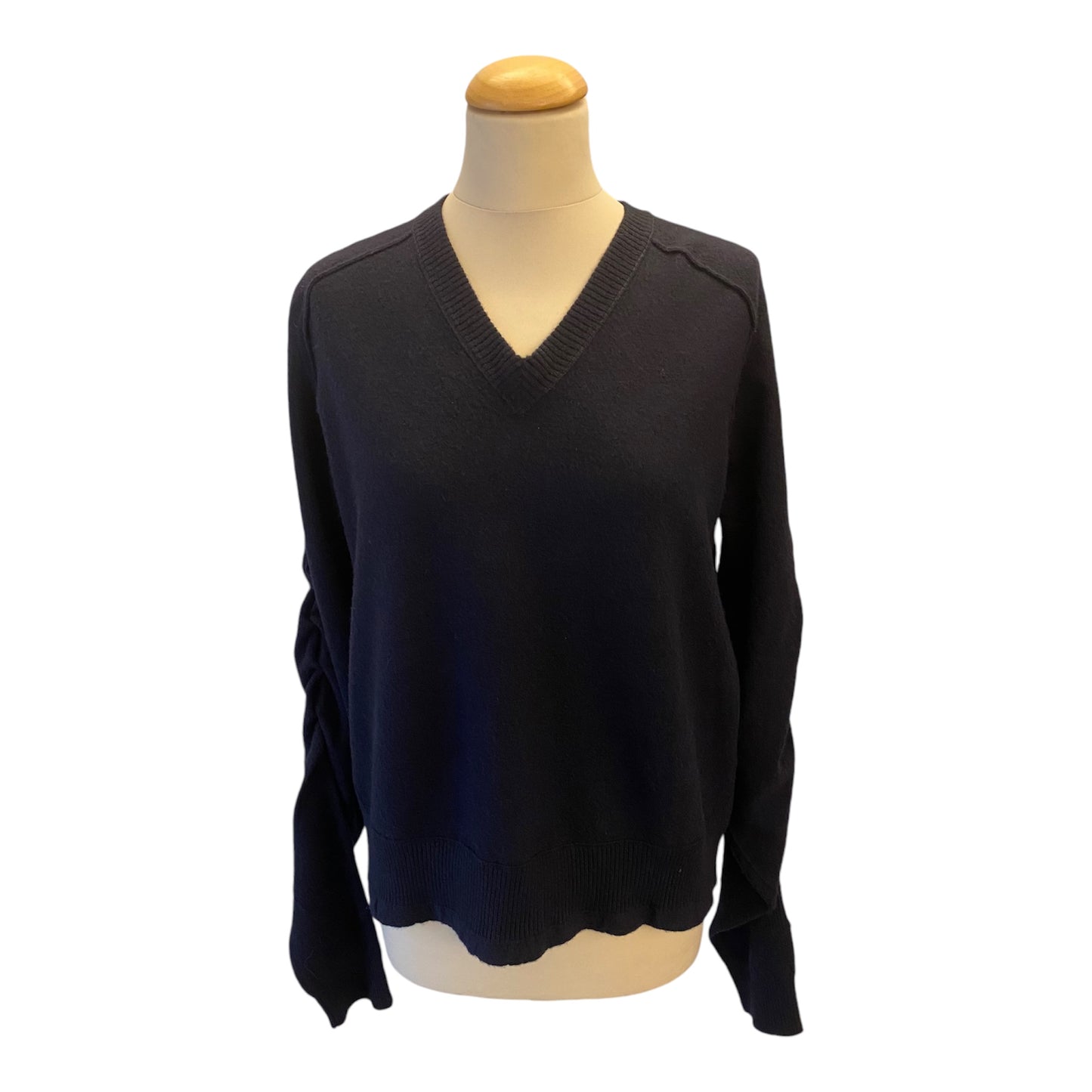 CÉLINE Navy Wool V-Neck Sweater Size M