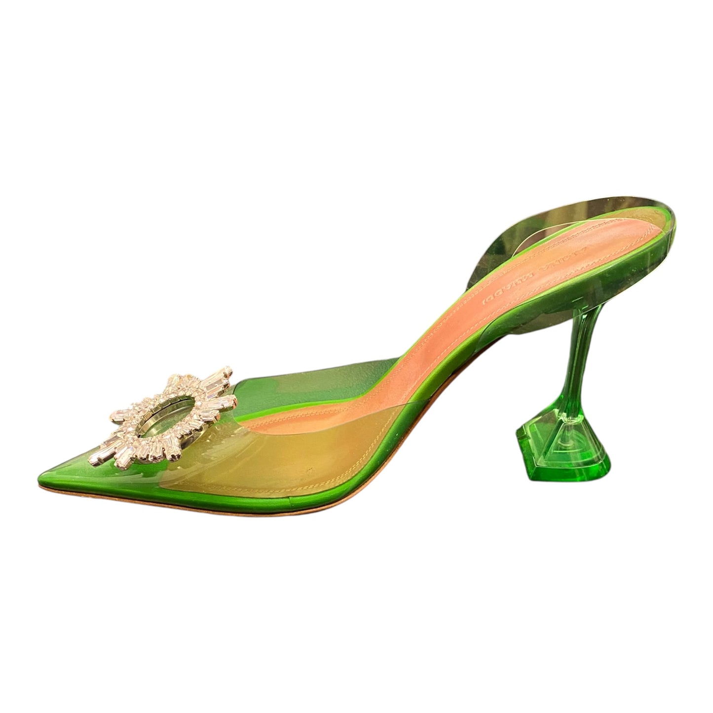 AMINA MUADDI Crystal Embellished Green PVC Pumps Size 40