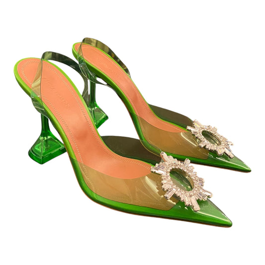 AMINA MUADDI Crystal Embellished Green PVC Pumps Size 40