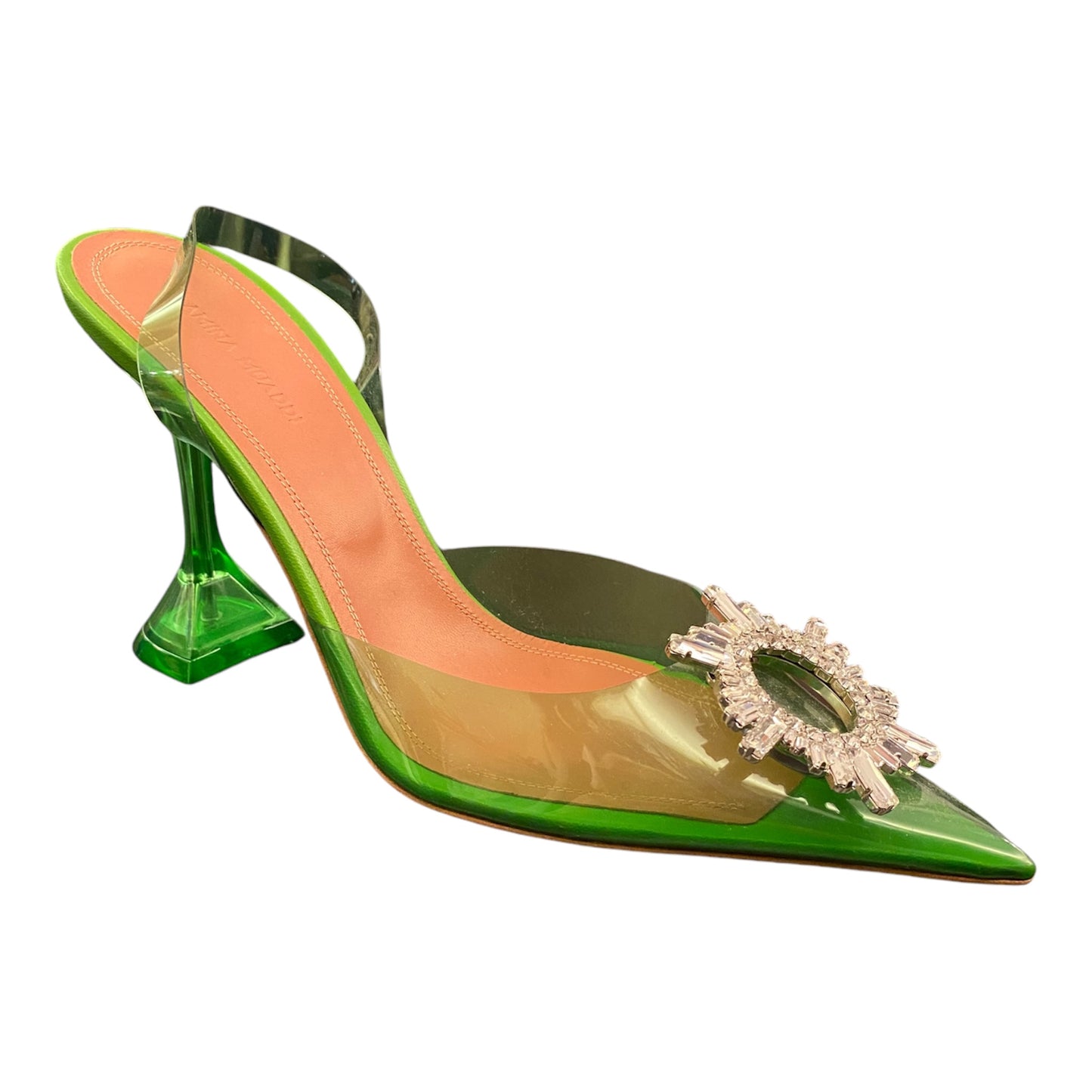 AMINA MUADDI Crystal Embellished Green PVC Pumps Size 40