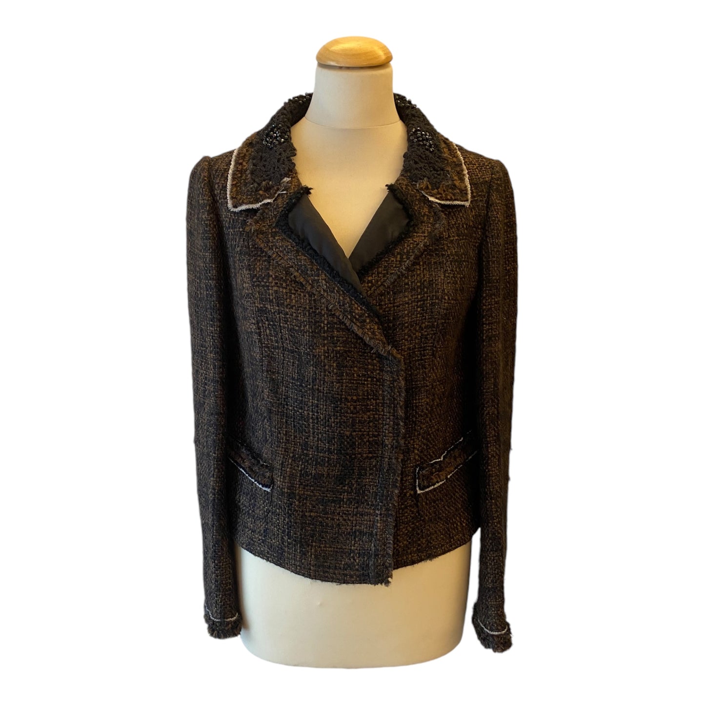 PRADA Vintage Tweed Cropped Jacket Size It 42 Eu 38