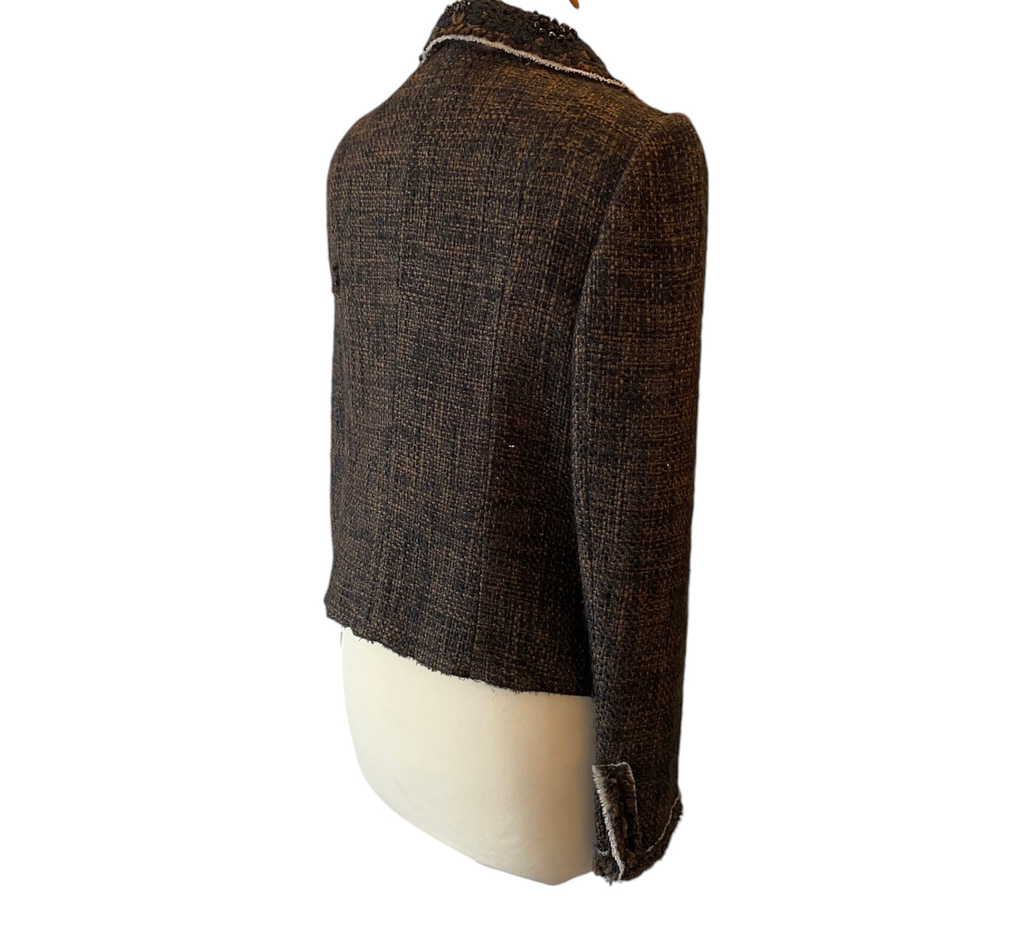 PRADA Vintage Tweed Cropped Jacket Size It 42 Eu 38