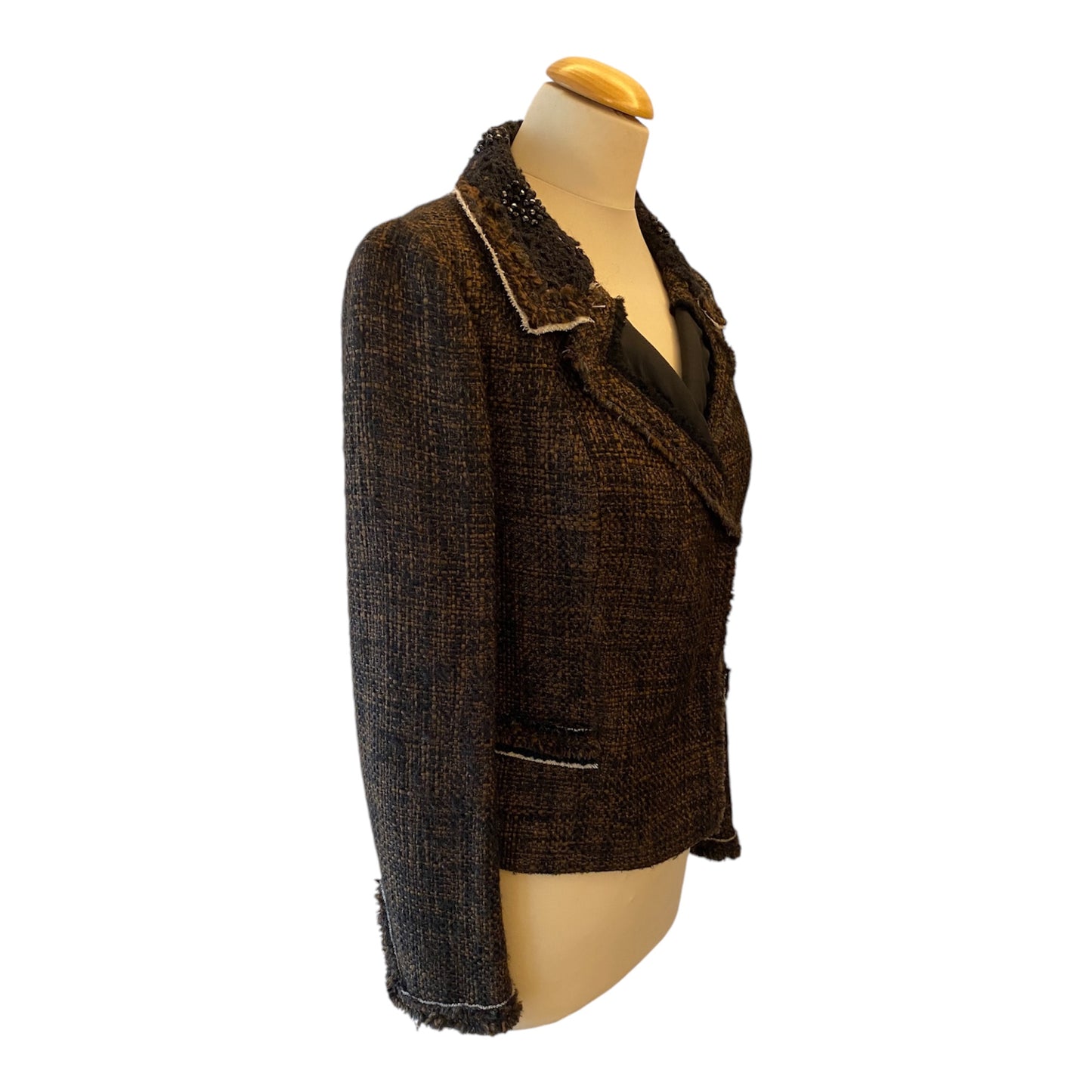 PRADA Vintage Tweed Cropped Jacket Size It 42 Eu 38