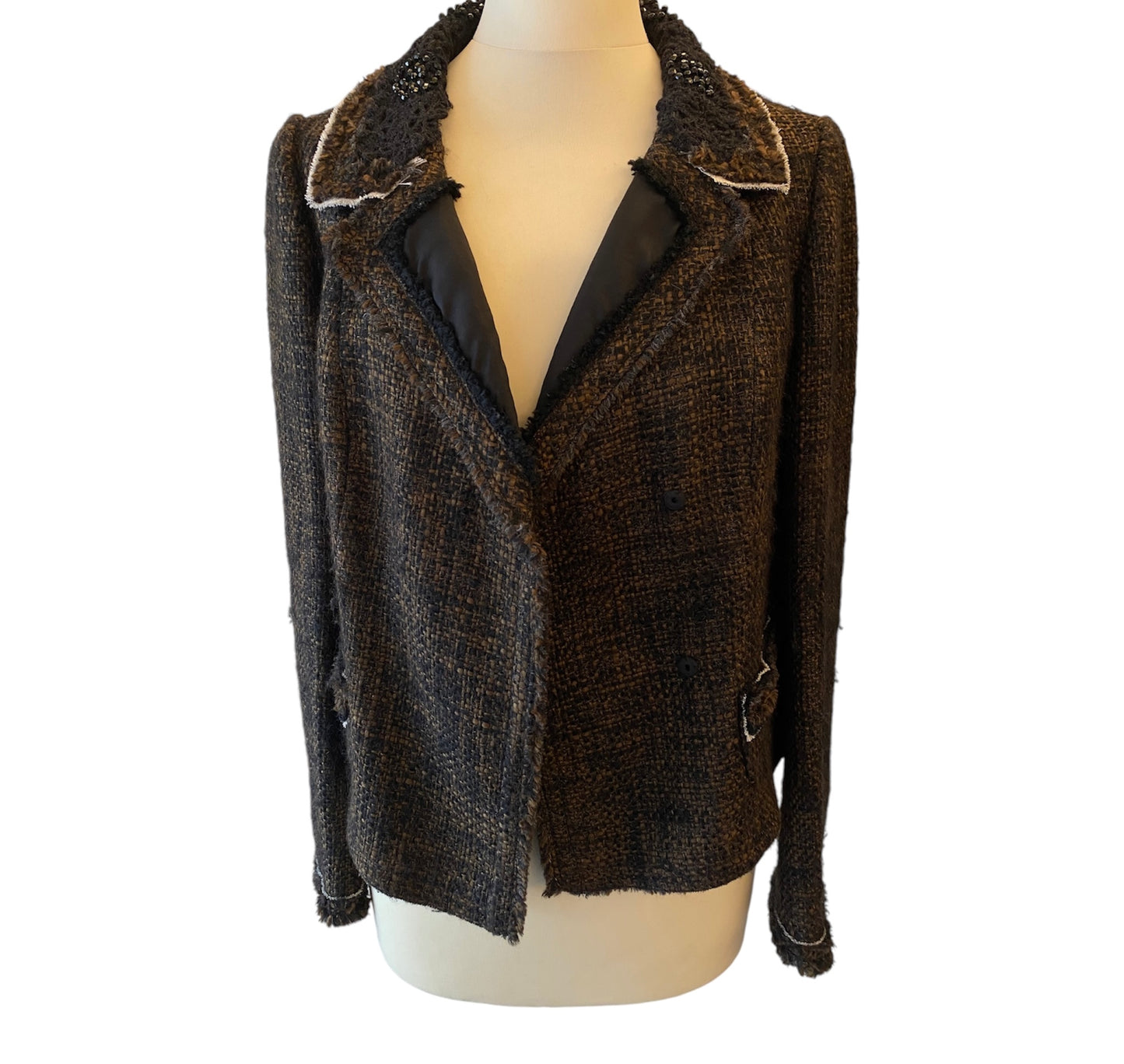 PRADA Vintage Tweed Cropped Jacket Size It 42 Eu 38