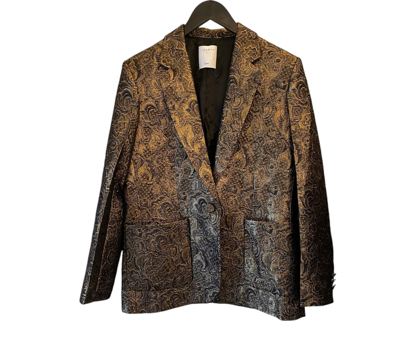 SANDRO Jacquard Dark Gold Blazer Size 40