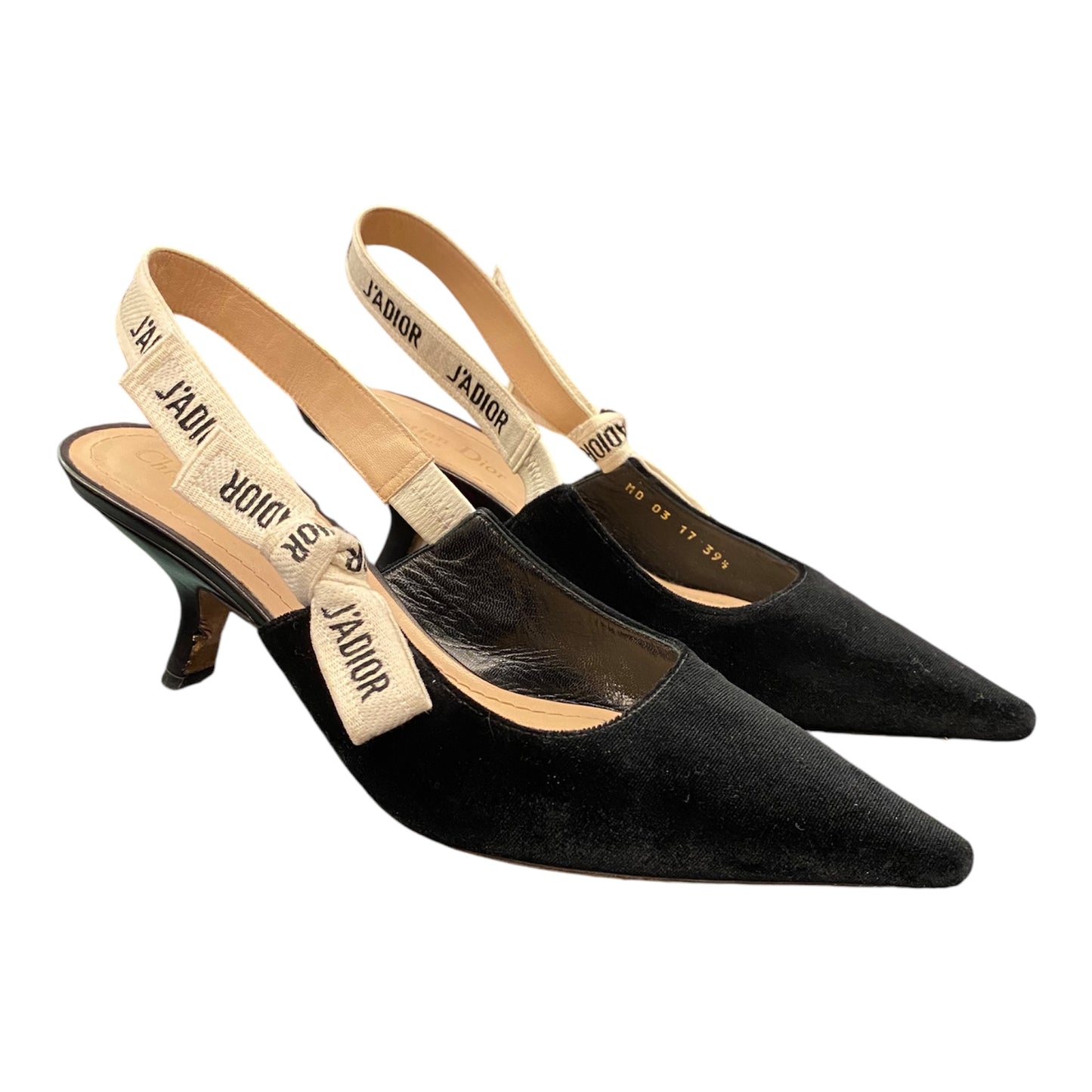 CHRISTIAN DIOR J’Adior Slingback Pumps Black Velvet Size 39,5