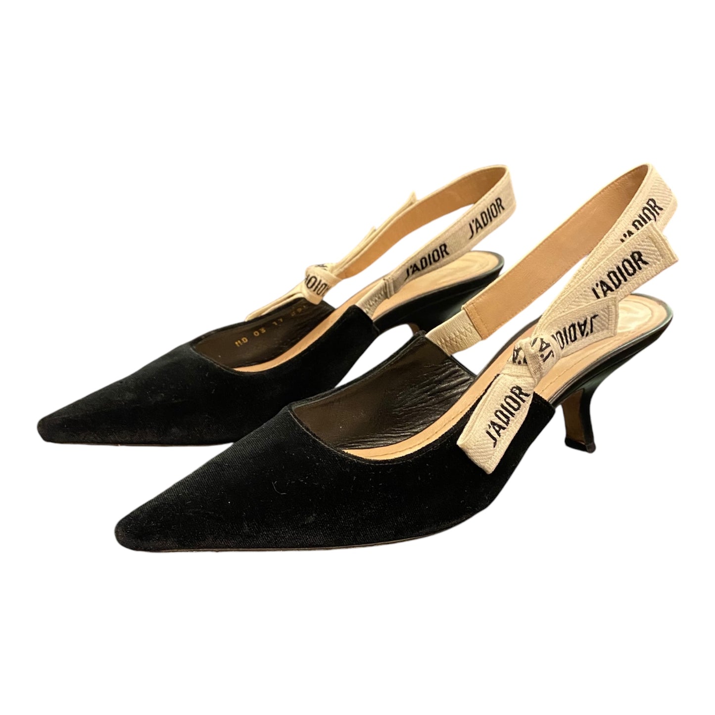 CHRISTIAN DIOR J’Adior Slingback Pumps Black Velvet Size 39,5