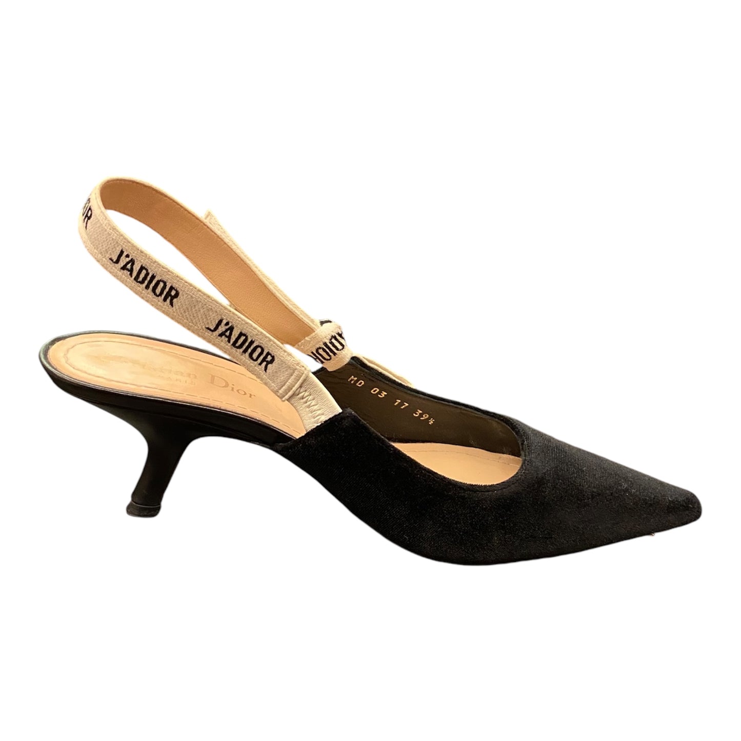 CHRISTIAN DIOR J’Adior Slingback Pumps Black Velvet Size 39,5