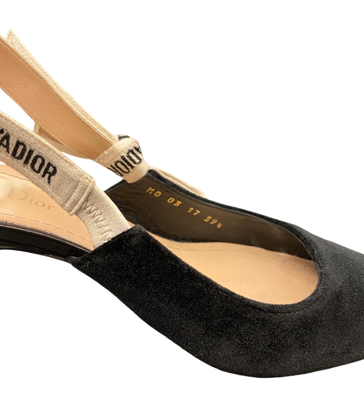 CHRISTIAN DIOR J’Adior Slingback Pumps Black Velvet Size 39,5