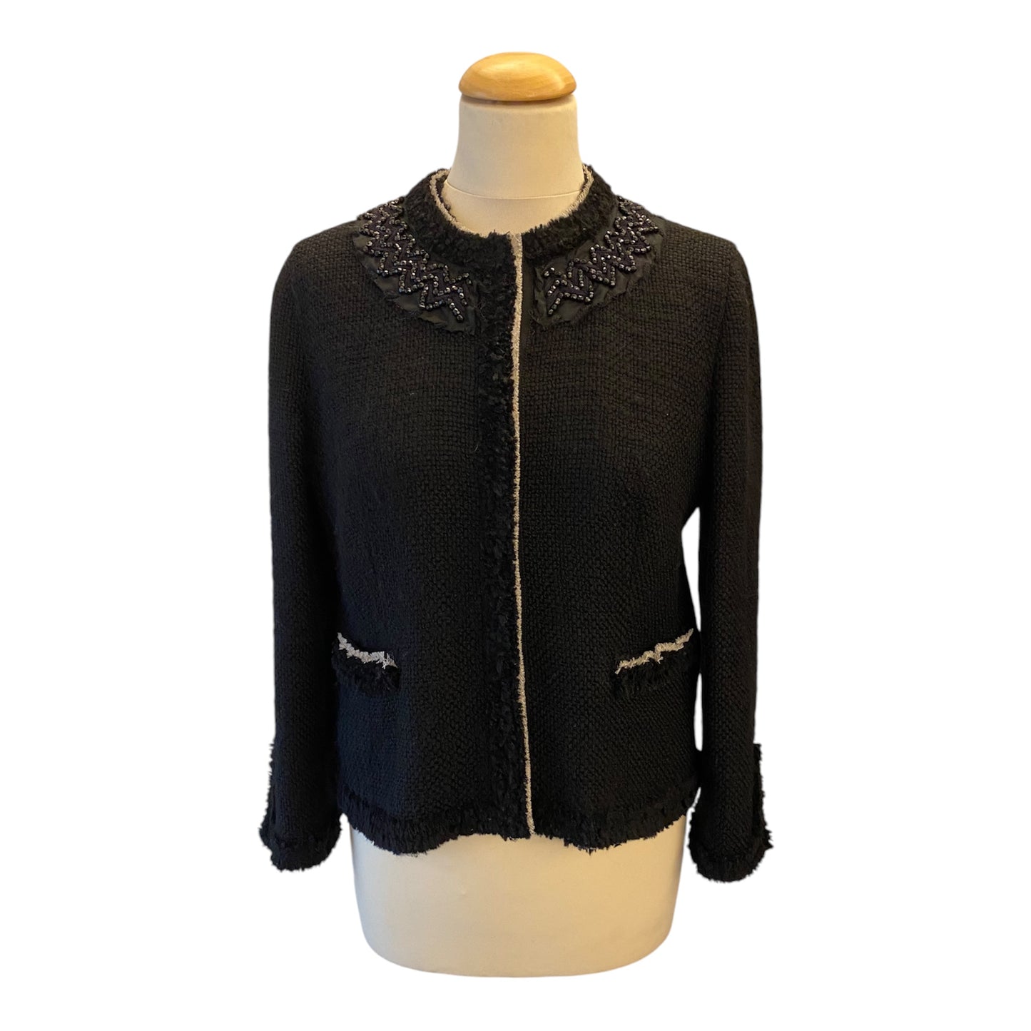 PRADA Black Tweed Wool Jacket Size 38