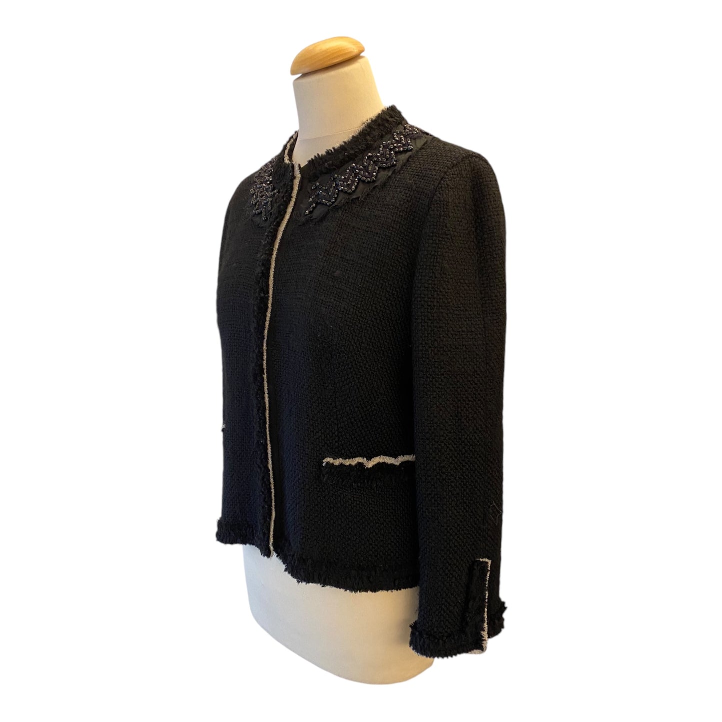 PRADA Black Tweed Wool Jacket Size 38