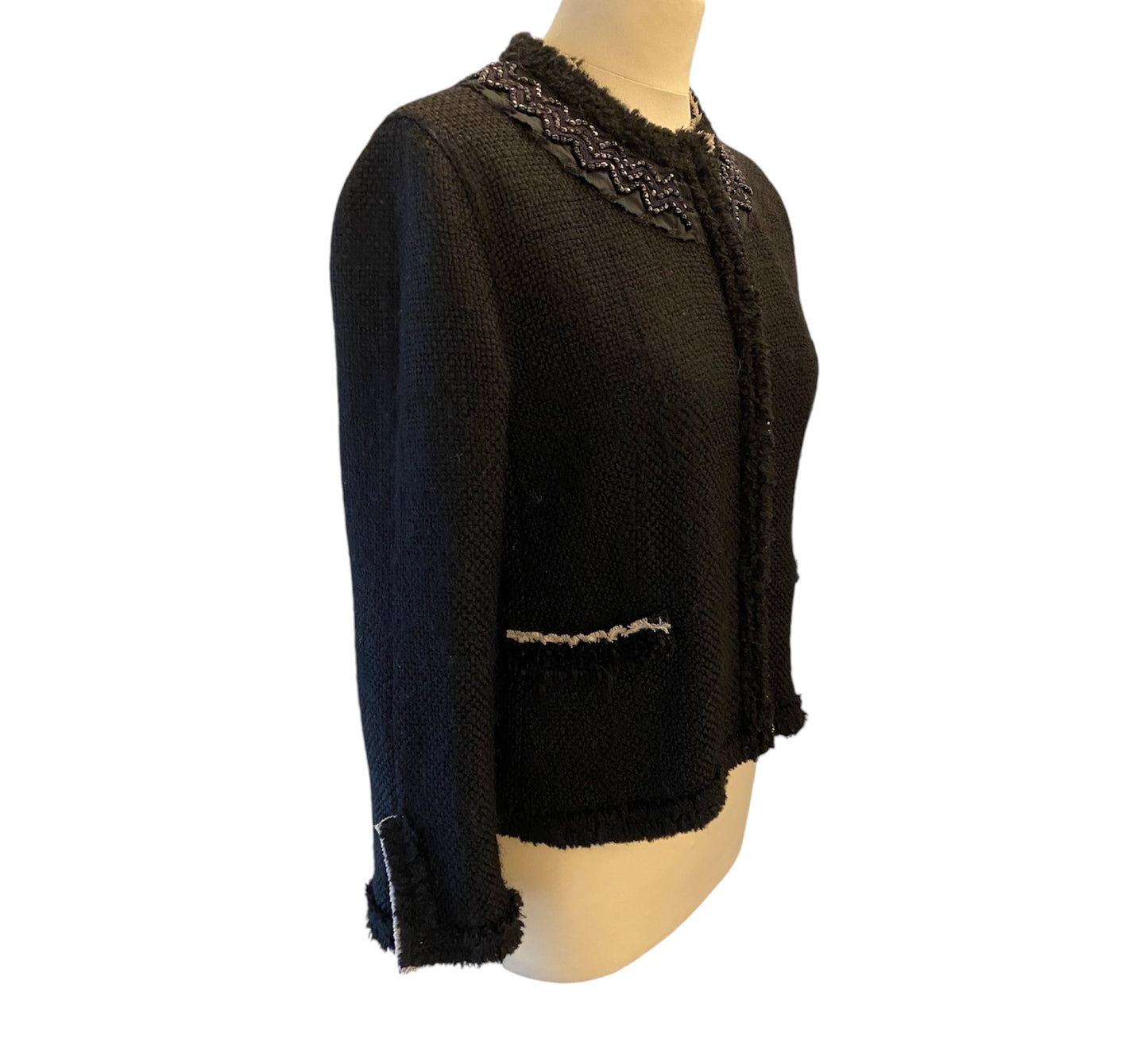 PRADA Black Tweed Wool Jacket Size 38