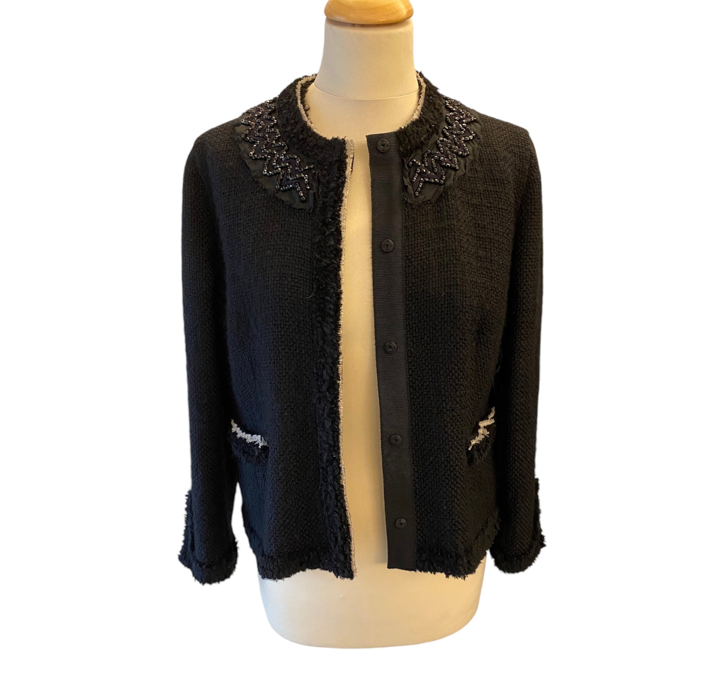 PRADA Black Tweed Wool Jacket Size 38