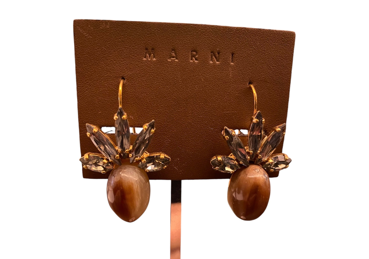 MARNI Tortoise Baguette Crystal Earrings