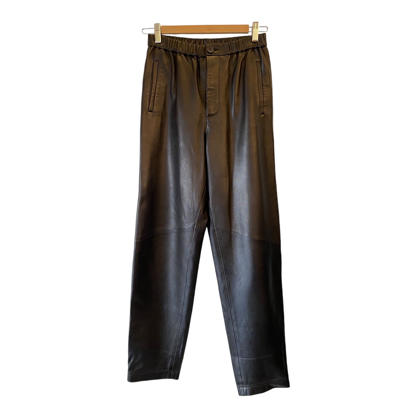 TEURN STUDIOS Tapered leather trousers black Size 34