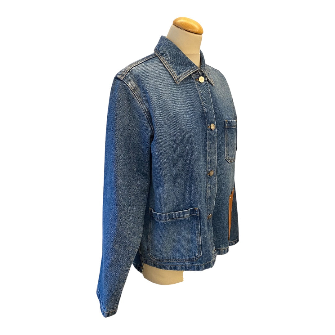 LOEWE Leather-trimmed Denim Jacket Size 36