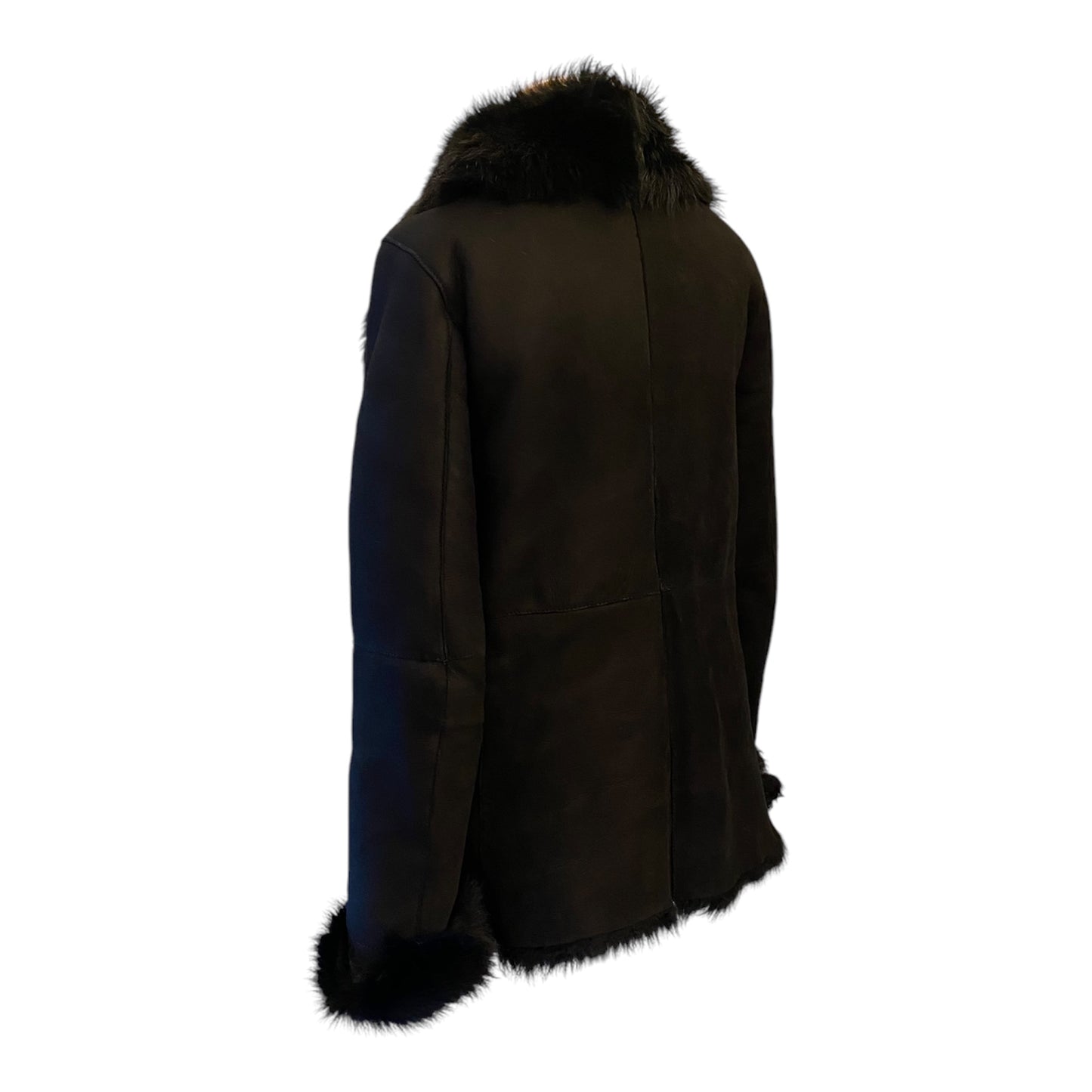 NEWHOUSE Black Shearling Suede Jacket Size 36