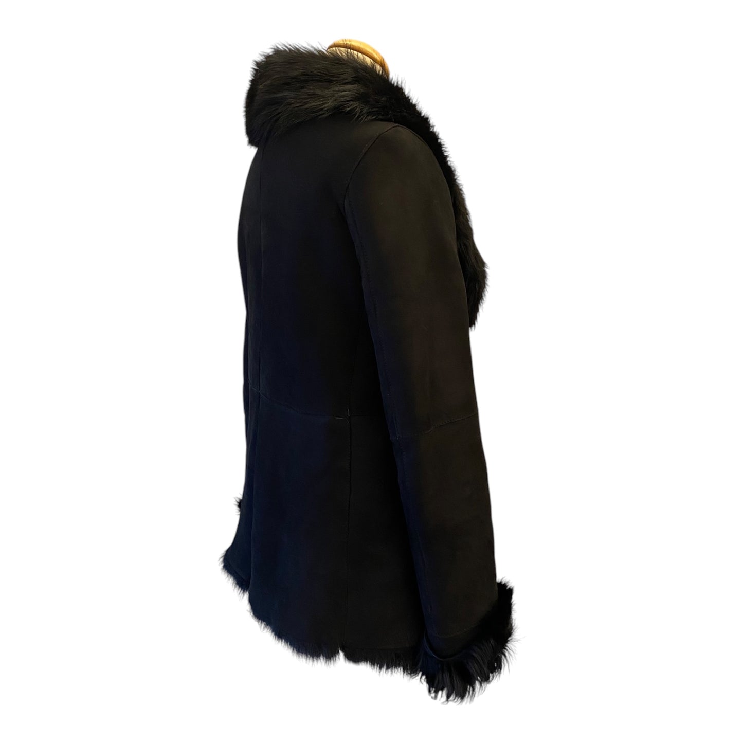 NEWHOUSE Black Shearling Suede Jacket Size 36