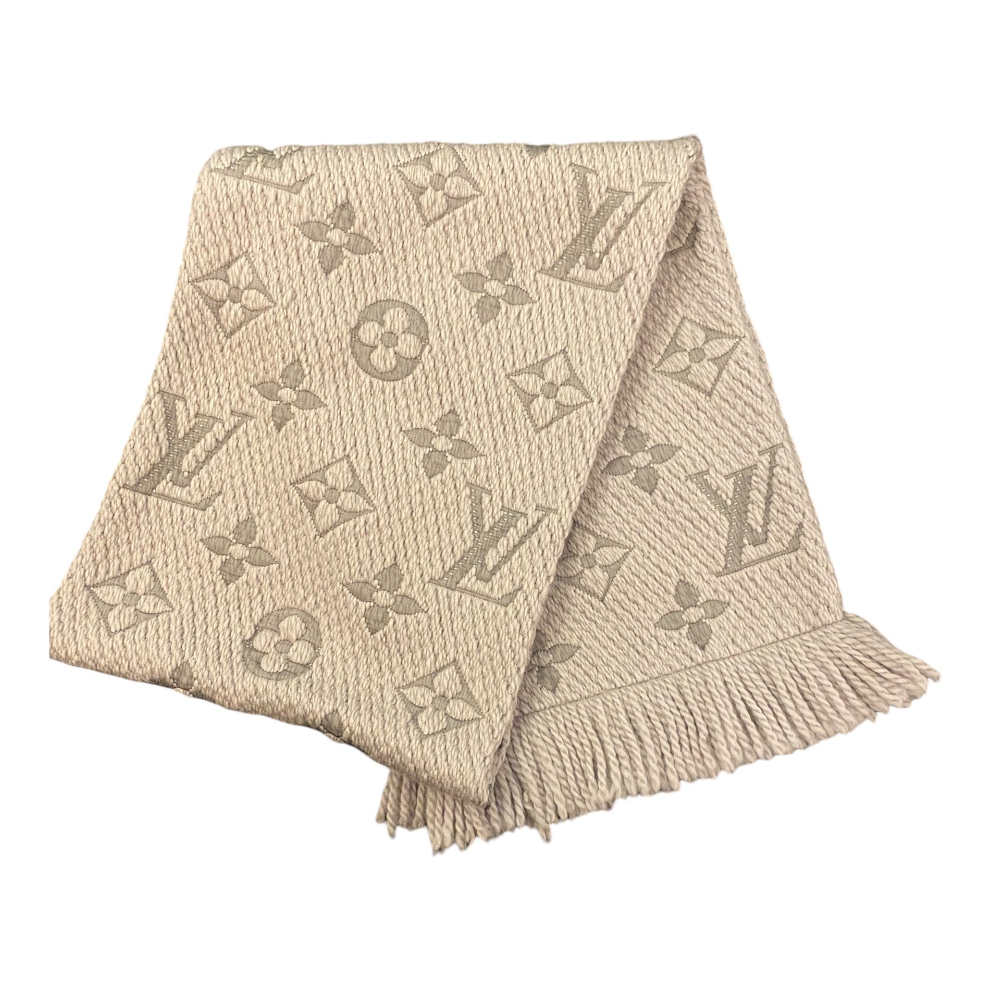 LOUIS VUITTON Monogram Wool Grey Scarf