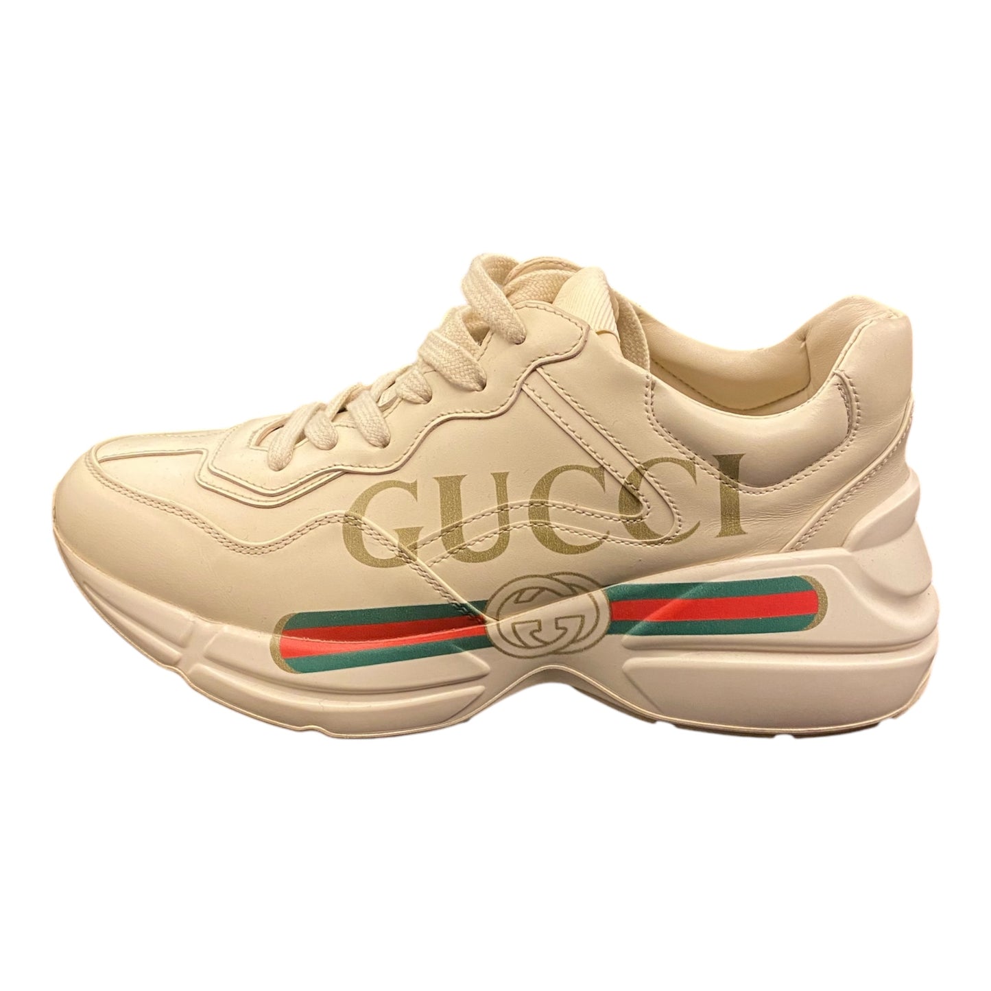 GUCCI Rhyton Logo Leather Sneakers Size 36