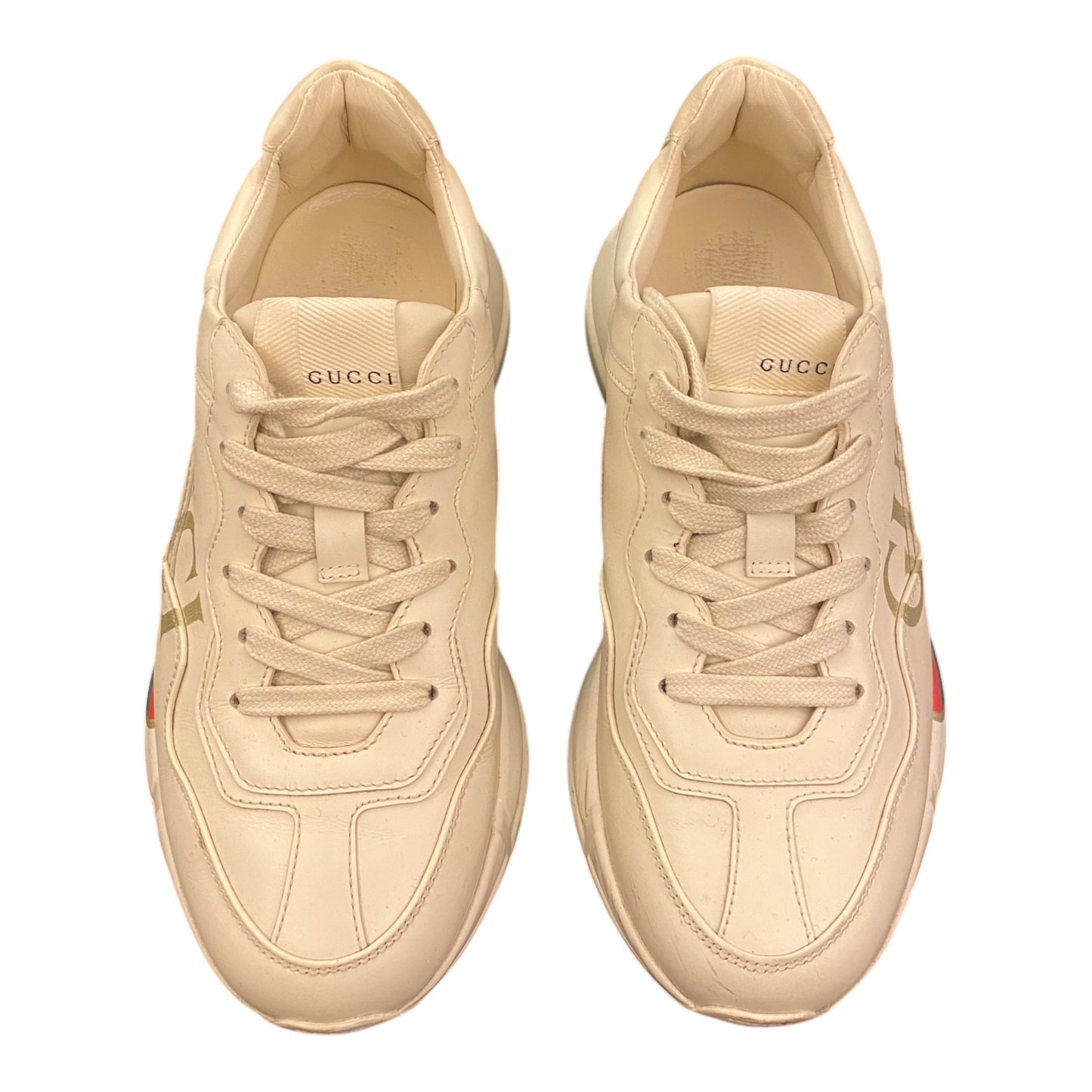 GUCCI Rhyton Logo Leather Sneakers Size 36