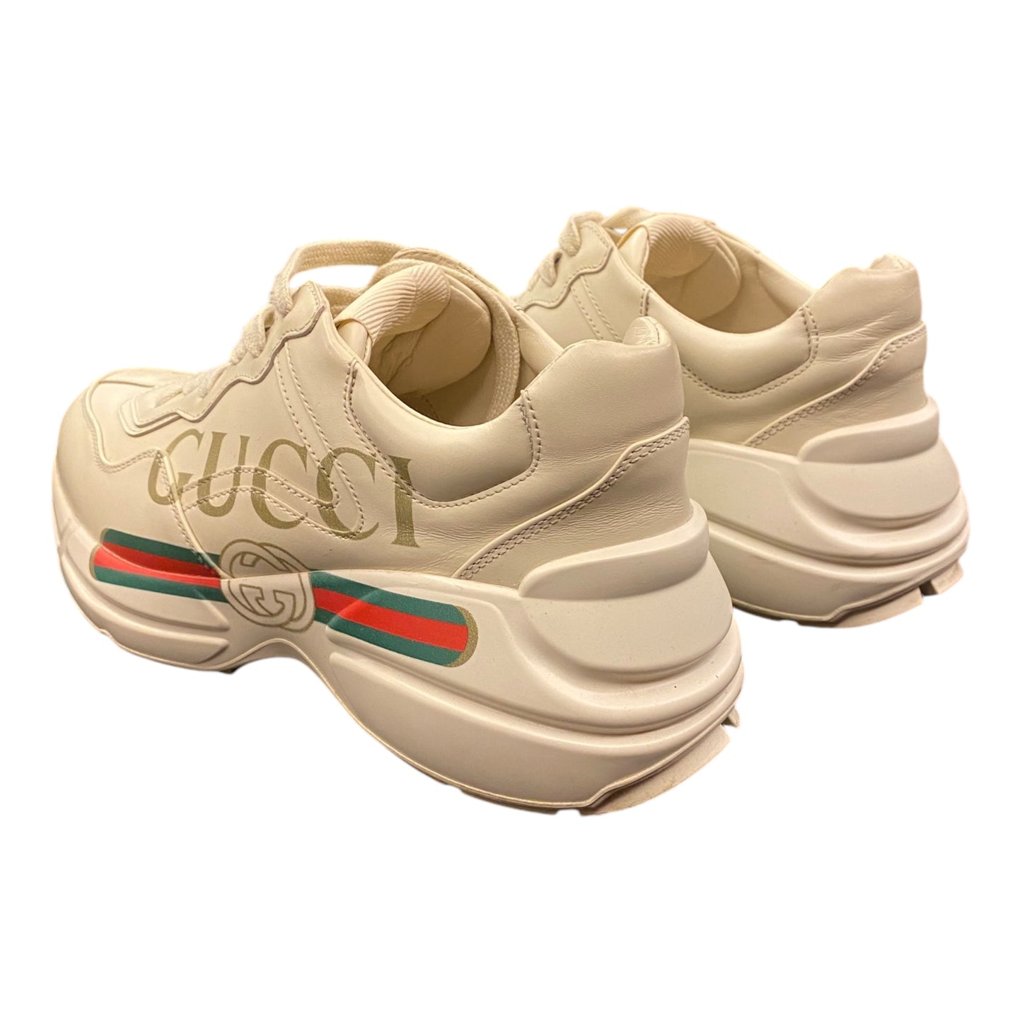 GUCCI Rhyton Logo Leather Sneakers Size 36