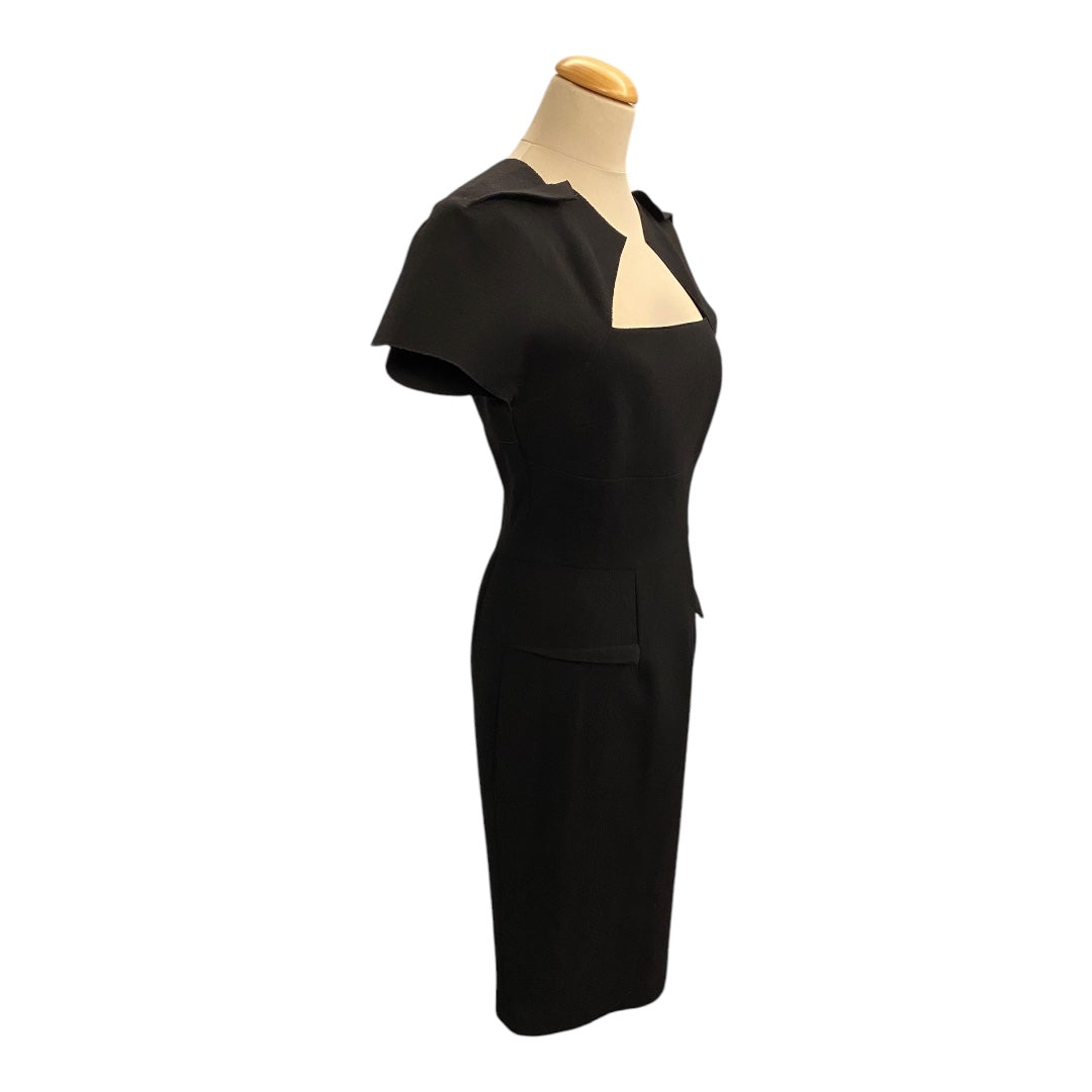 ROLAND MOURET Black Wool Dress Size Fr 40