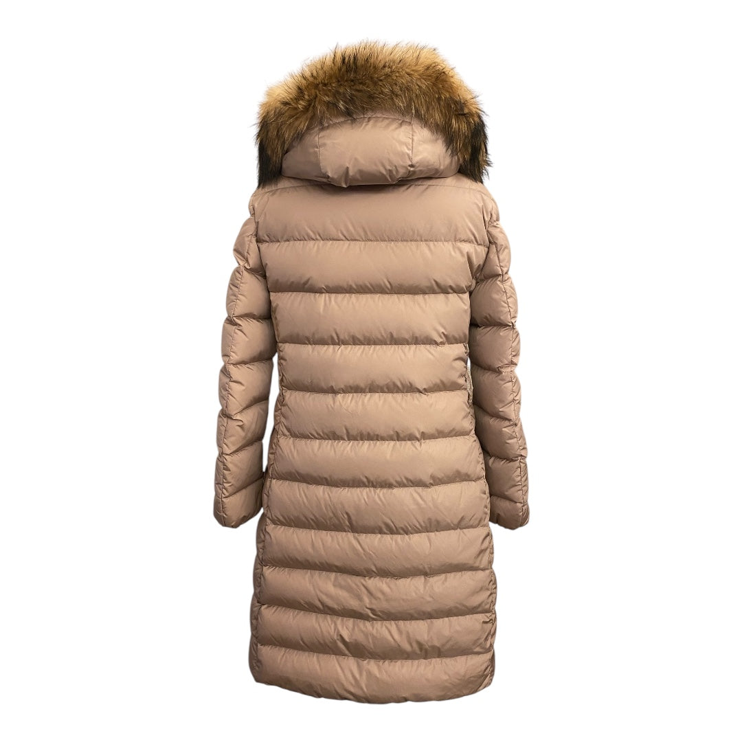 MONCLER Hooded Shearling Long Down Jacket Size 2