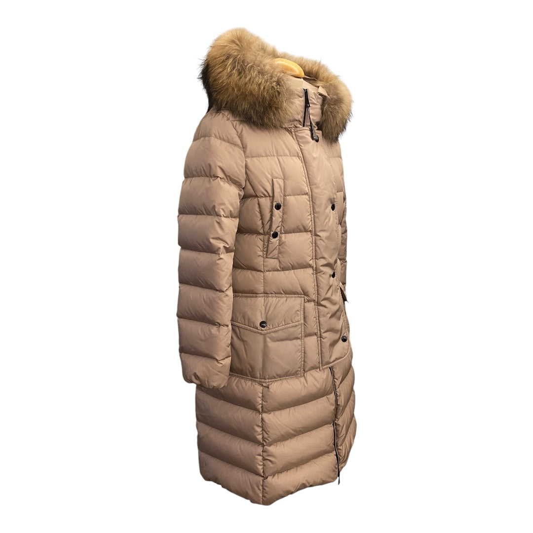 MONCLER Hooded Shearling Long Down Jacket Size 2