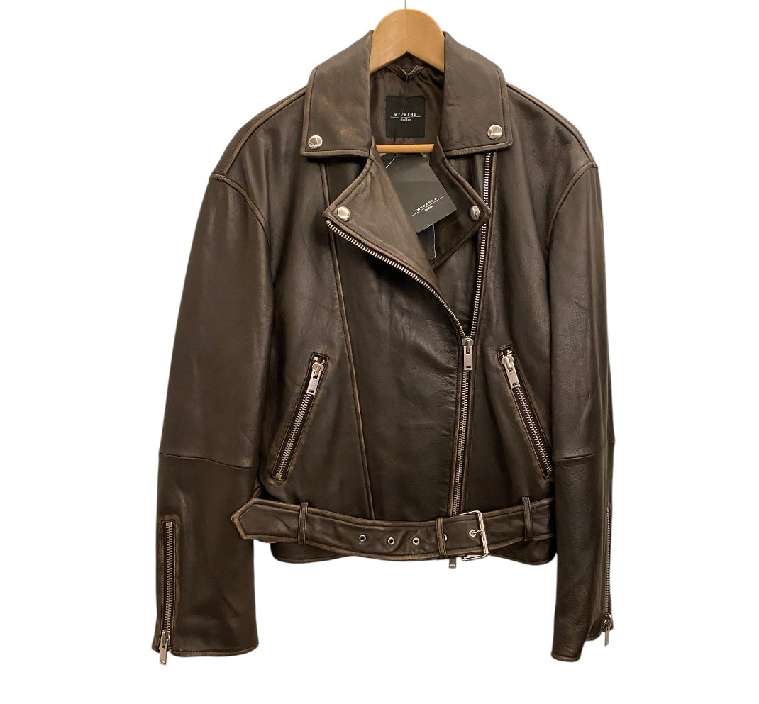 WEEKEND MAX MARA Leather Biker Jacket Size It 40