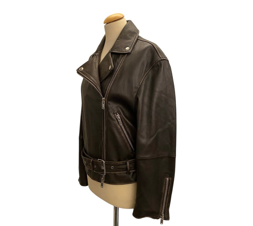 WEEKEND MAX MARA Leather Biker Jacket Size It 40