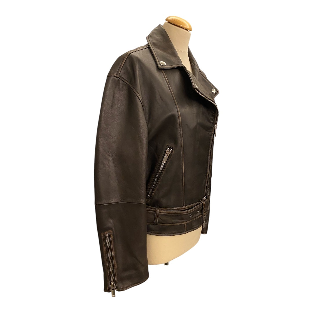 WEEKEND MAX MARA Leather Biker Jacket Size It 40