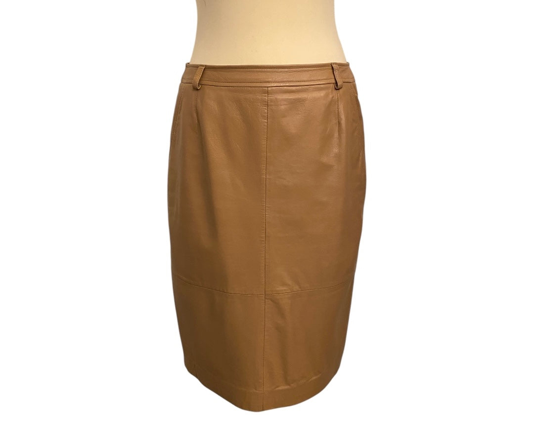 CERRUTI 1881 Beige Leather Skirt Size 38