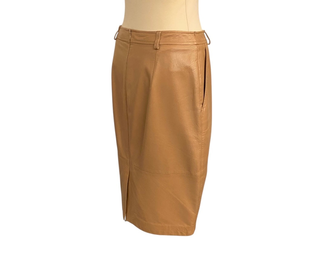 CERRUTI 1881 Beige Leather Skirt Size 38