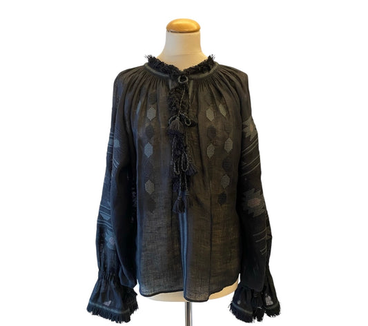 VITA KIN Embroidered Linen Blouse Size S