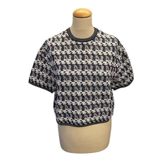 CHANEL White & Blue Knit Sweater Size 38