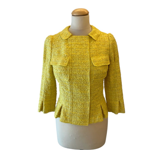 NINA RICCI Yellow Tweed Jacket Size 36