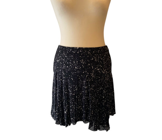 SAINT LAURENT Black Printed Pleated Mini Skirt Size 36