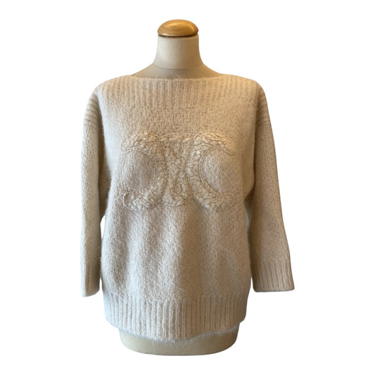 CELINE Boat Neck Triomphe Sweater Size S
