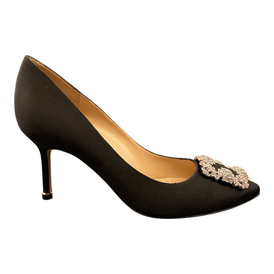 MANOLO BLAHNIK Hangisi 70 Crystal-Embellished Satin Pumps Size 38