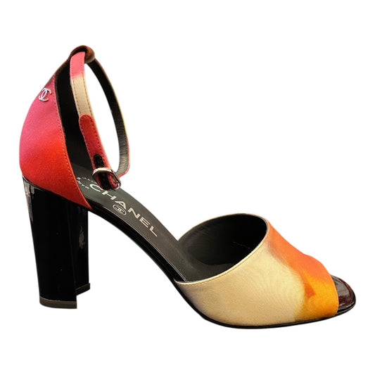 CHANEL Multicolor Printed Fabric Sandals Size 40 C