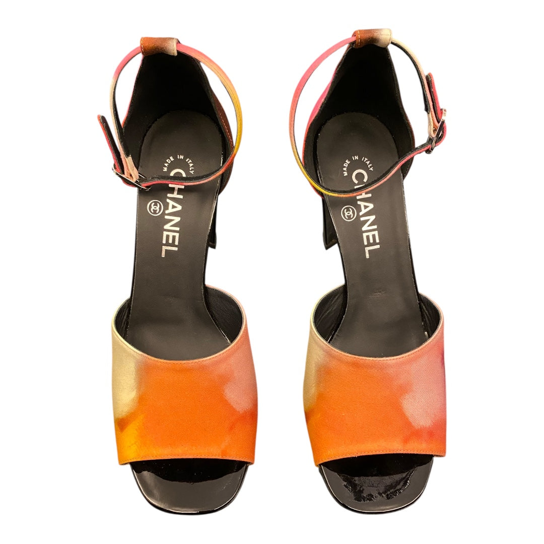 CHANEL Multicolor Printed Fabric Sandals Size 40 C
