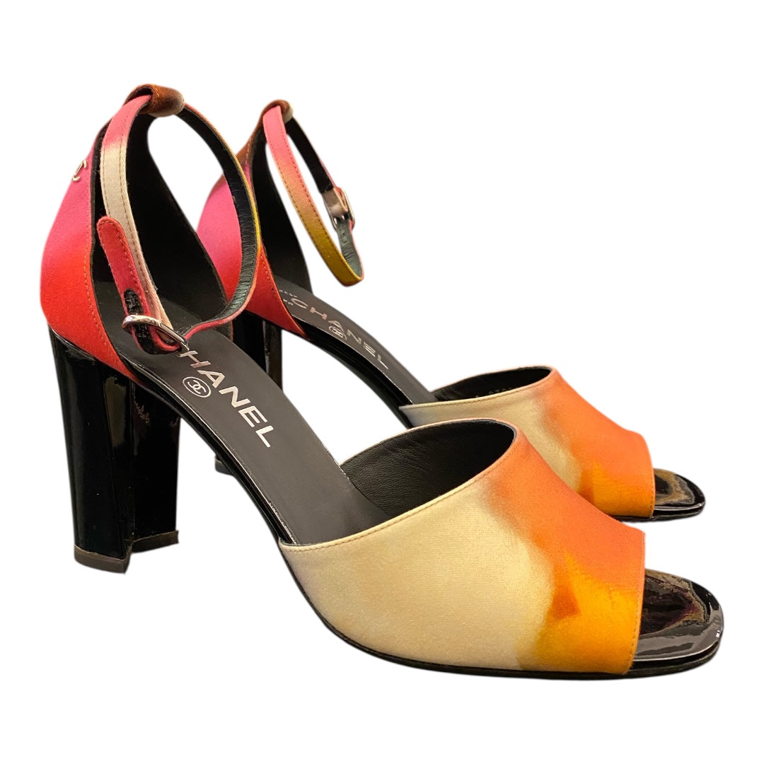 CHANEL Multicolor Printed Fabric Sandals Size 40 C