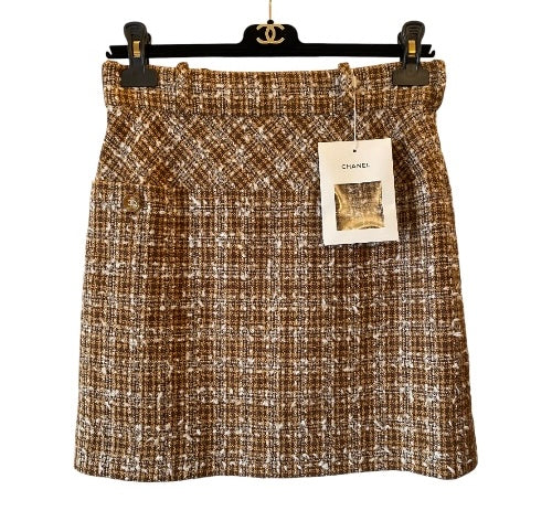 CHANEL Tweed Beige Skirt Size Fr 38