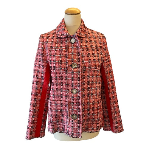 MARNI Plaid Tweed Red Jacket Size It 40