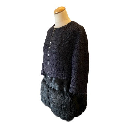 GIAMBATTISTA VALLI Fur Trimmed Tweed Jacket Size It 44 Eu 38